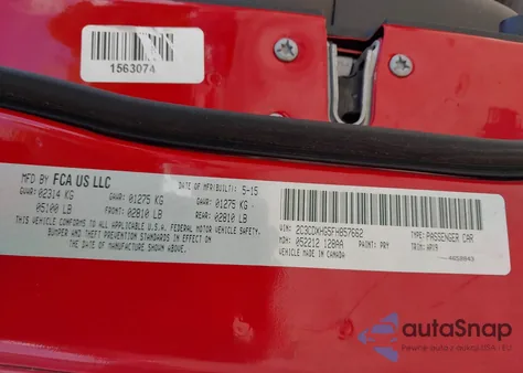 2015 Dodge Charger Sxt из США, поврежденный, VIN 2C3CDXHG5FH857662